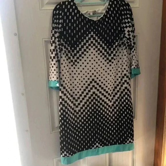 Dress size 16 plus size black, white with robin’s egg blue accents - Picture 1 of 10